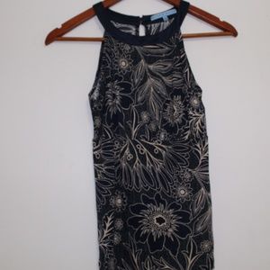 Antonio Melani Navy Floral Silk Blouse